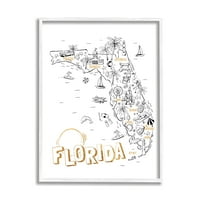Stupell Industries Florida State Destinacije za crtanje karata dijagram 14, dizajn Ziwei Li