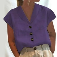 Baycosin bluze s kratkim rukavima za ženske modne košulje gumb za ovratnik ležerna čvrsta boja vrh