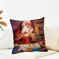 Božićna tematska jastučnica s uzorkom-Poliester breskve kože Djed Mraz Snjegović četvrtasta jastučnica za kauč