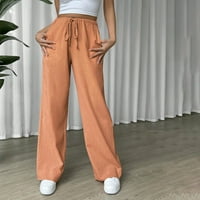 Riforla hlače za žene dame modni čisti pamučni struk struka široka noga ležerne hlače ženske hlače narančaste